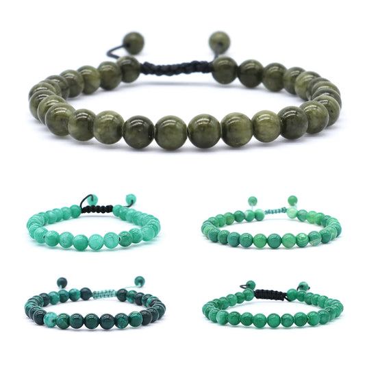 6mm Natural Colorful Jade Beads Jewelry Custom Fashion Handmade Adjustable Woven Braided Friendship Macrame Bracelet Women Men