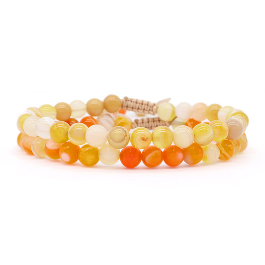 Classic Trendy Handmade 6mm Natural Stone Striped agate Beads Friendship Adjustable Macrame Gemstone Bracelet For Women Men