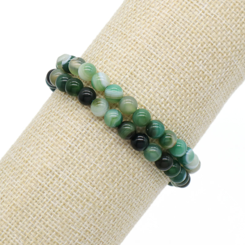 New Fashion Customized Handmade Woven 6mm Gemstone Natural Striped Agate Stone Beads Macrame Bracelet Adjustable Men Women