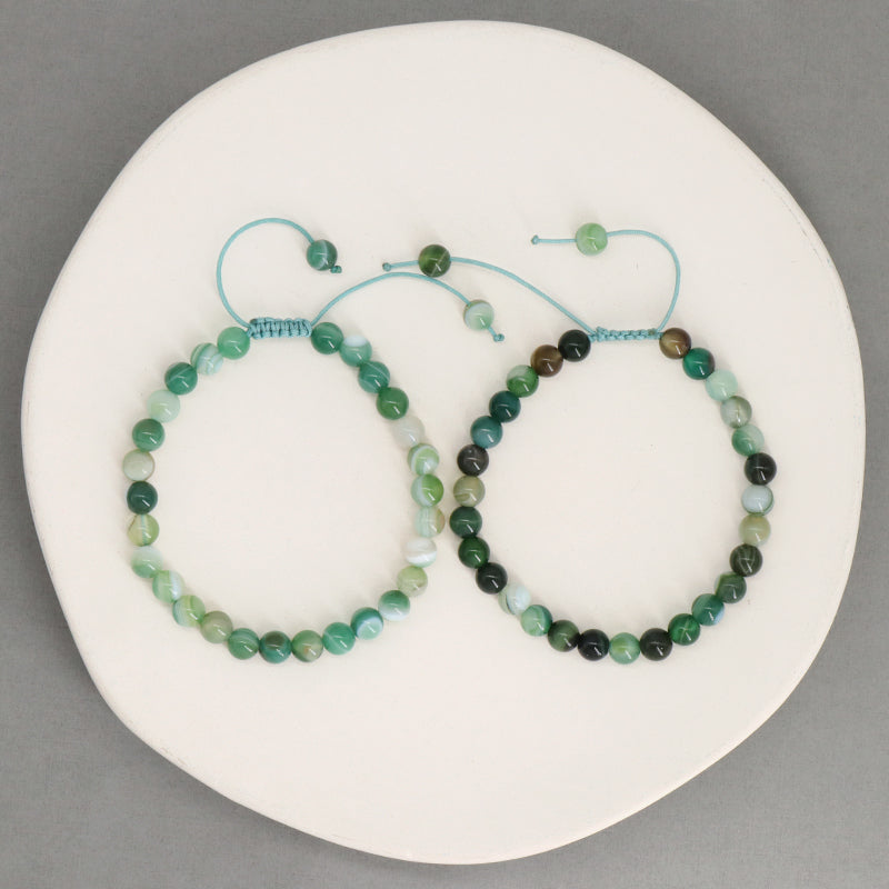 New Fashion Customized Handmade Woven 6mm Gemstone Natural Striped Agate Stone Beads Macrame Bracelet Adjustable Men Women