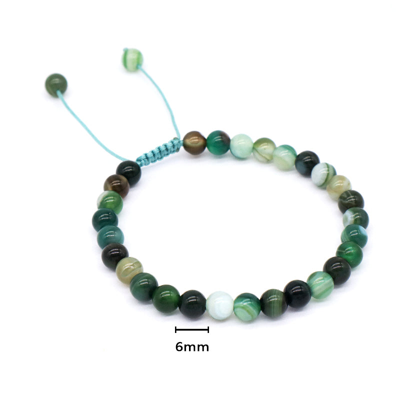 New Fashion Customized Handmade Woven 6mm Gemstone Natural Striped Agate Stone Beads Macrame Bracelet Adjustable Men Women