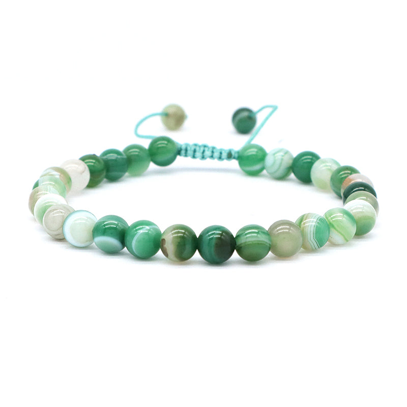 New Fashion Customized Handmade Woven 6mm Gemstone Natural Striped Agate Stone Beads Macrame Bracelet Adjustable Men Women