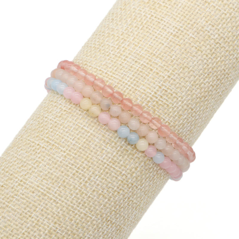 Custom Handmade Boho OEM Fashion Friendship Adjustable Woven Cord 4mm Natural Stone Beaded Macrame Knots Bracelet For Women Men