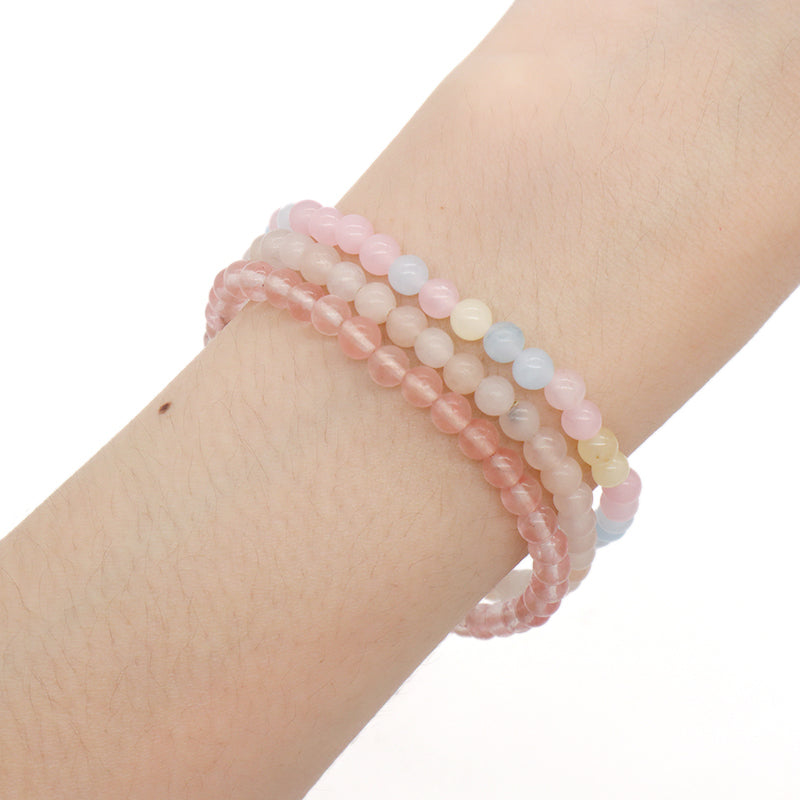 Custom Handmade Boho OEM Fashion Friendship Adjustable Woven Cord 4mm Natural Stone Beaded Macrame Knots Bracelet For Women Men