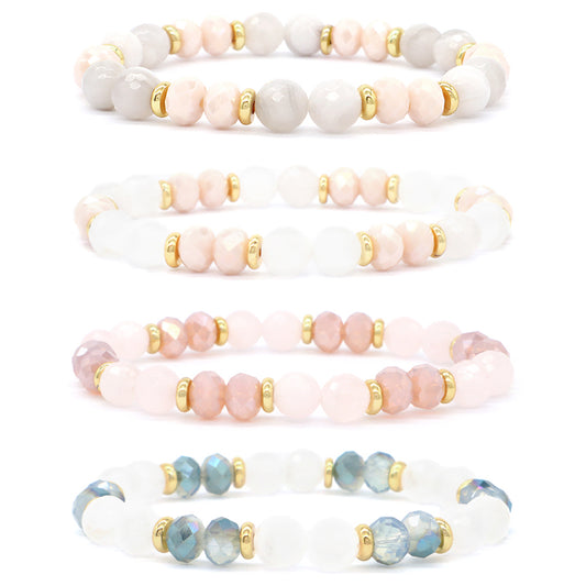 Custom Manufacture OEM Factory Handmade Wholesale Stretch Gemstone Bead Healing Energy Glass Crystal Natural Stone Bracelet