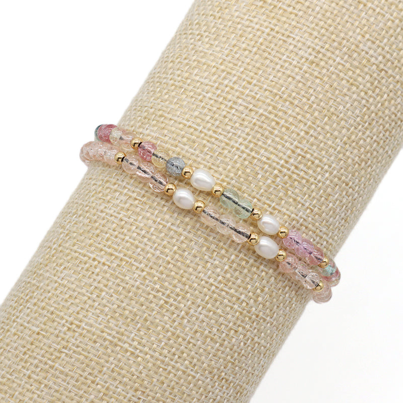 Custom Friendship Handmade Wholesale Freshwater Pearl Adjustable Gemstone Healing Woven 4mm Natural Stone Beaded Macrame Bracelet