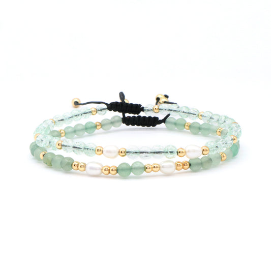 Wholesale Freshwater Pearl Custom Friendship Handmade Adjustable Gemstone Woven Macrame 4mm Natural Stone Beaded Women Bracelet