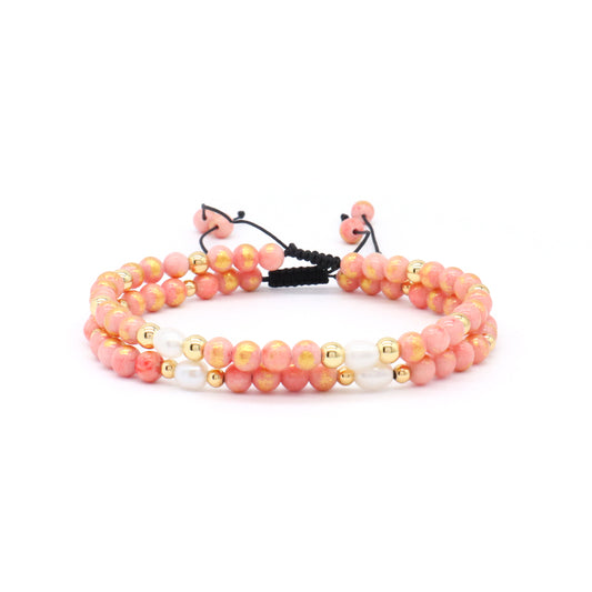 Healing Wholesale Customized Handmade Freshwater Pearl Gemstone 4.5mm Natural Stone Beads Adjustable Macrame Women Woven Bracelet