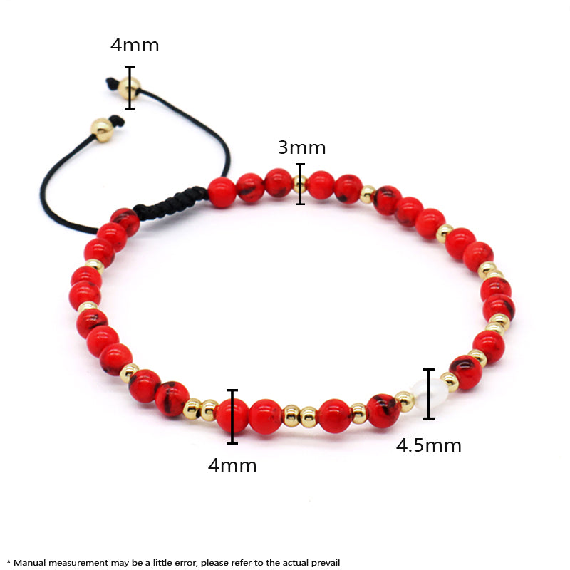 4mm Gemstone Natural Stone Bead Friendship Wholesale Women Customized Handmade Freshwater Pearl Woven Adjustable Macrame Bracelet