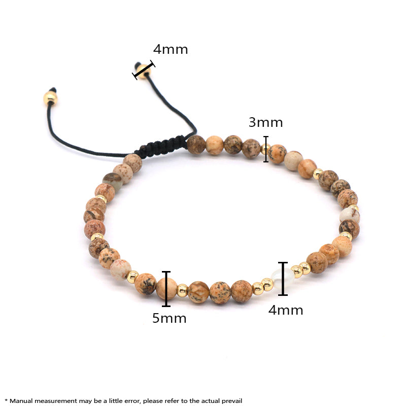 5mm Gemstone Natural Stone Gold Plated Bead Woven Cord Customized Handmade Freshwater Pearl Adjustable Macrame Knot Bracelet
