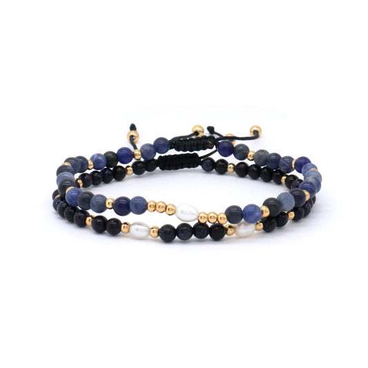 Friendship Handmade Lucky Macrame Women Braided Adjustable Wholesale Custom Freshwater Pearl Beaded 4mm Natural Stone Bracelet