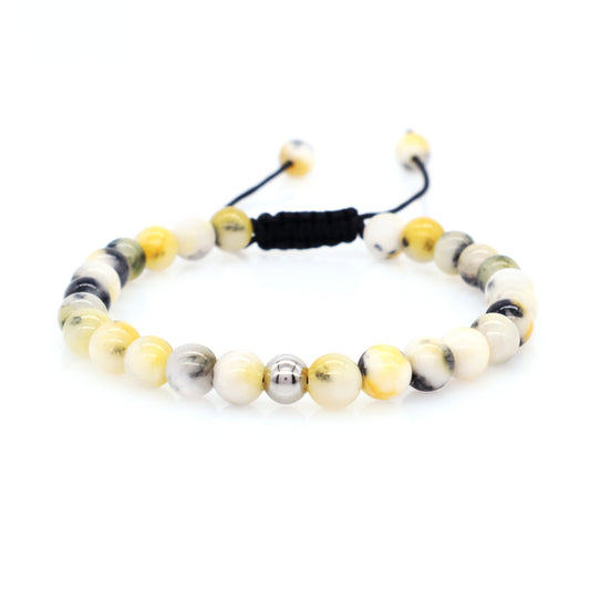 New Bulk Sale Friendship Handmade Boho Women Adjustable Custom Woven Stainless Steel Natural Stone Beaded Macrame Knots Bracelet