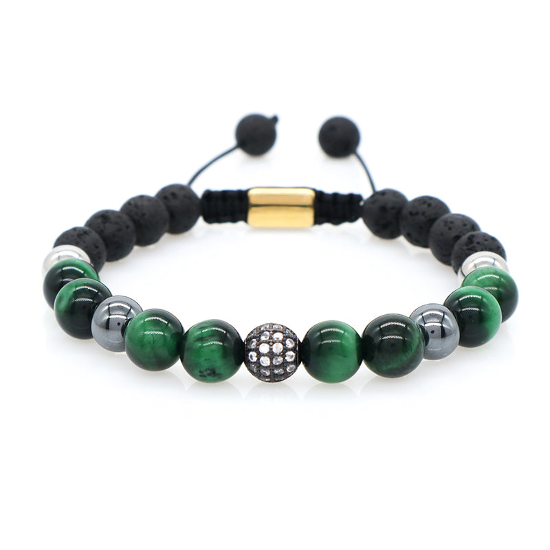 Wholesale Custom CZ Friendship Handmade Women Adjustable Woven Stainless Steel Natural Stone Beaded Boho Macrame Knots Bracelet