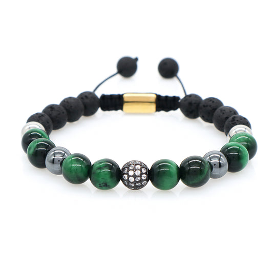 Wholesale Custom CZ Friendship Handmade Women Adjustable Woven Stainless Steel Natural Stone Beaded Boho Macrame Knots Bracelet