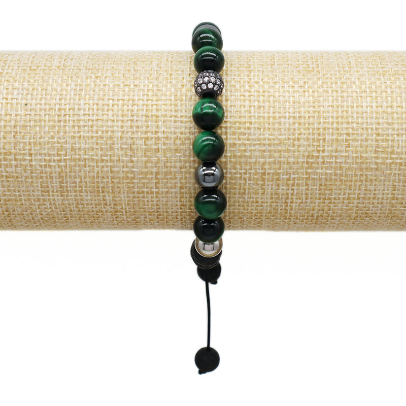Wholesale Custom CZ Friendship Handmade Women Adjustable Woven Stainless Steel Natural Stone Beaded Boho Macrame Knots Bracelet