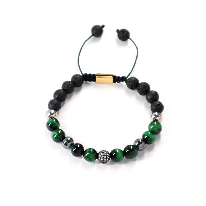 Wholesale Custom CZ Friendship Handmade Women Adjustable Woven Stainless Steel Natural Stone Beaded Boho Macrame Knots Bracelet