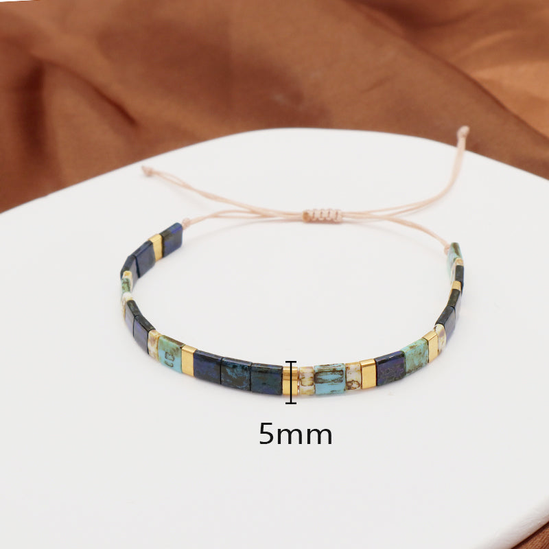 Wholesale Fashion OEM Customized Women Girl Gift Miyuki Jewelry Handmade Flat Tila Miyuki Seed Bead Adjustable Macrame Bracelet