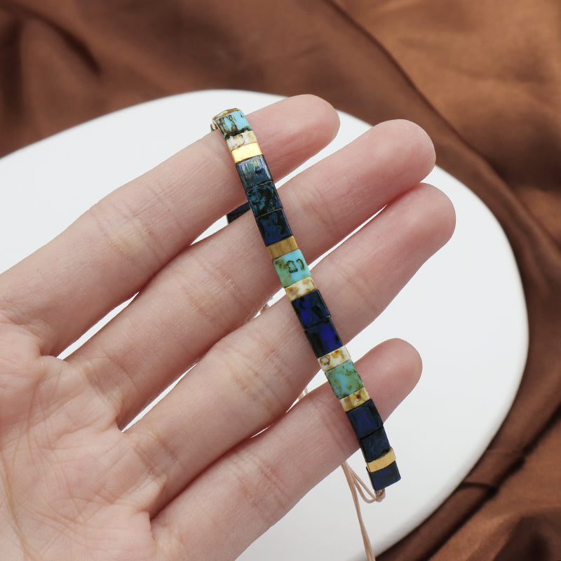 Wholesale Fashion OEM Customized Women Girl Gift Miyuki Jewelry Handmade Flat Tila Miyuki Seed Bead Adjustable Macrame Bracelet