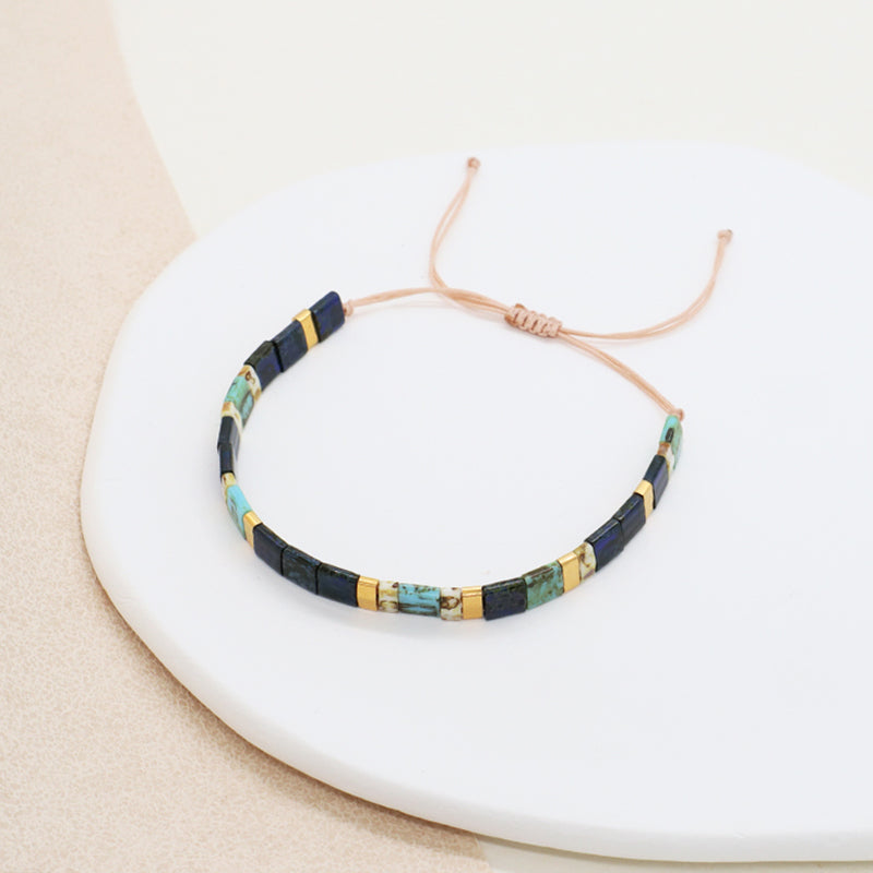 Wholesale Fashion OEM Customized Women Girl Gift Miyuki Jewelry Handmade Flat Tila Miyuki Seed Bead Adjustable Macrame Bracelet