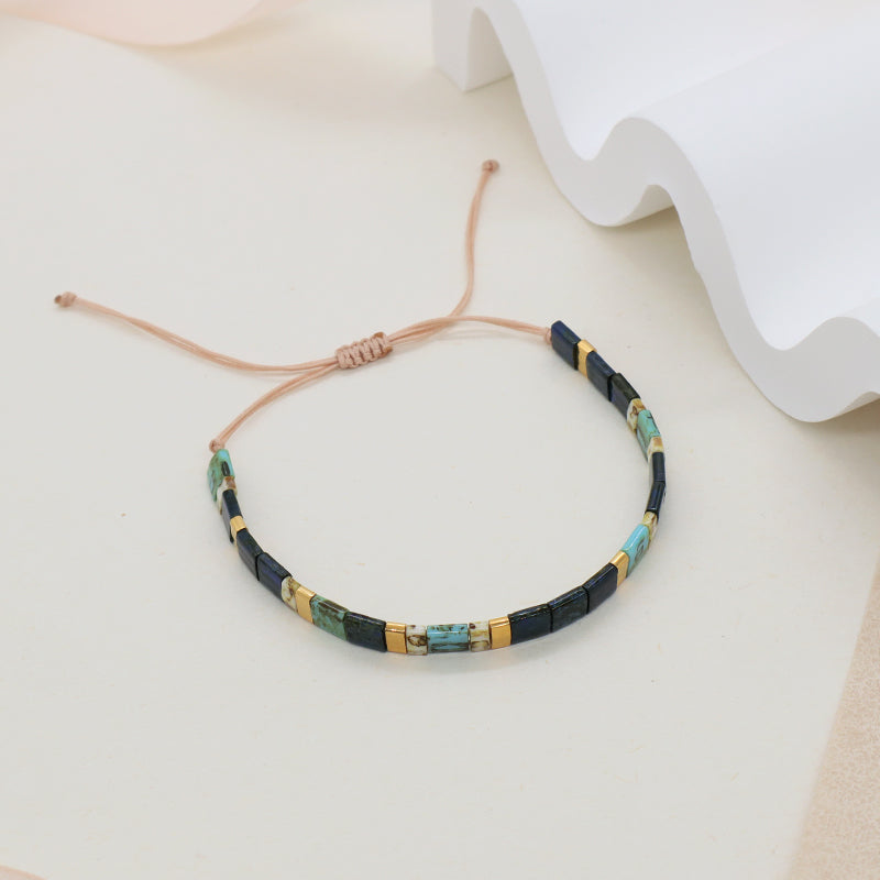 Wholesale Fashion OEM Customized Women Girl Gift Miyuki Jewelry Handmade Flat Tila Miyuki Seed Bead Adjustable Macrame Bracelet