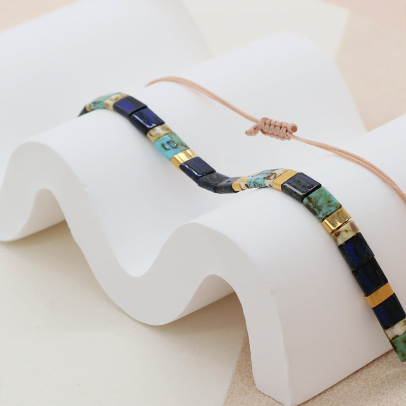 Wholesale Fashion OEM Customized Women Girl Gift Miyuki Jewelry Handmade Flat Tila Miyuki Seed Bead Adjustable Macrame Bracelet