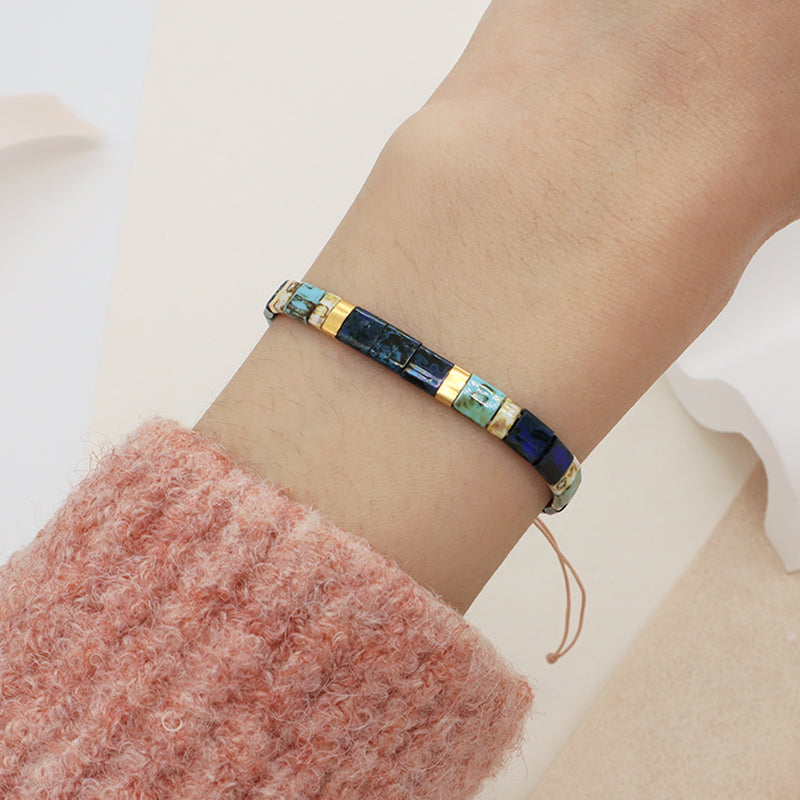 Wholesale Fashion OEM Customized Women Girl Gift Miyuki Jewelry Handmade Flat Tila Miyuki Seed Bead Adjustable Macrame Bracelet