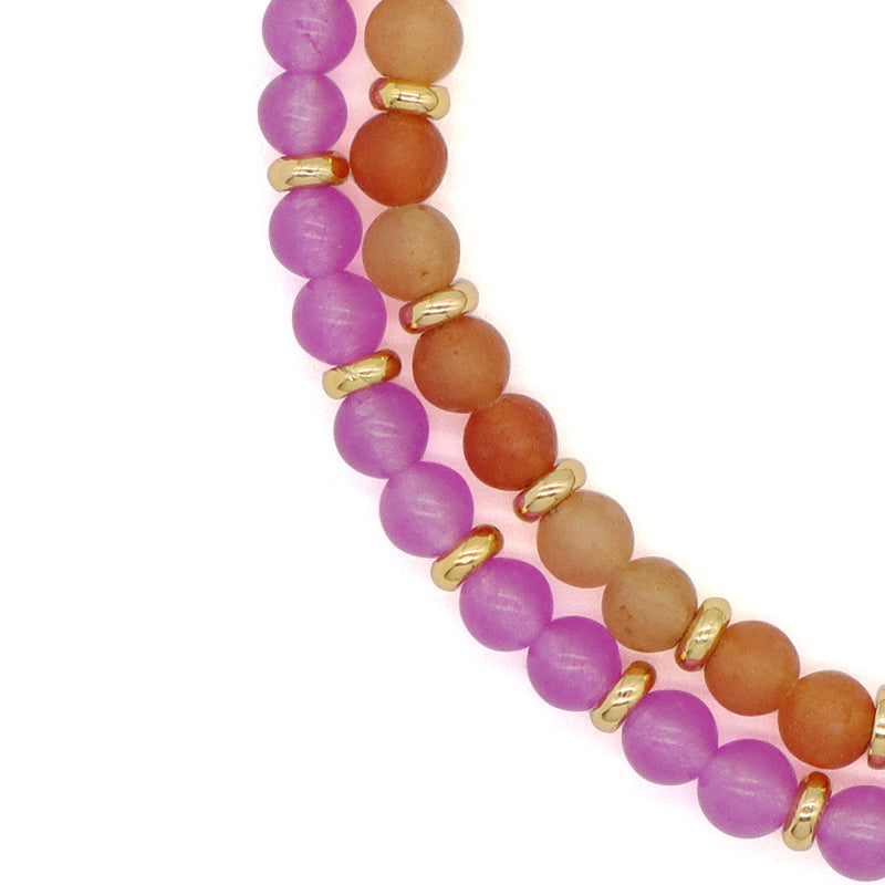 Custom 4mm Gemstone Natural Stone Beads Gold Plated Brass Charm Woven Cord Handmade Adjustable Macrame Knot Bracelet For Women
