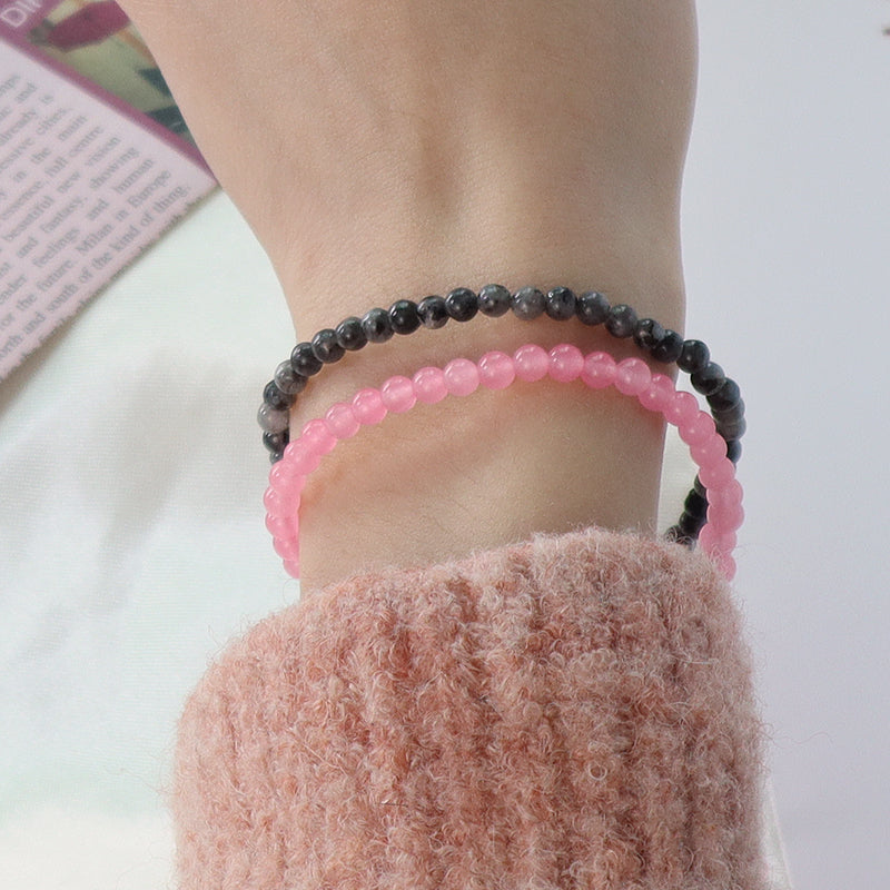 Fashion Jewelry Women Gift Handmade Custom OEM Adjustable Woven 4mm Gemstone Natural Healing Stone Beads Macrame Cord Bracelet