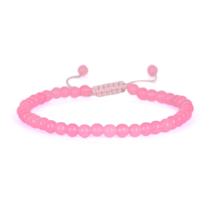 Fashion Jewelry Women Gift Handmade Custom OEM Adjustable Woven 4mm Gemstone Natural Healing Stone Beads Macrame Cord Bracelet