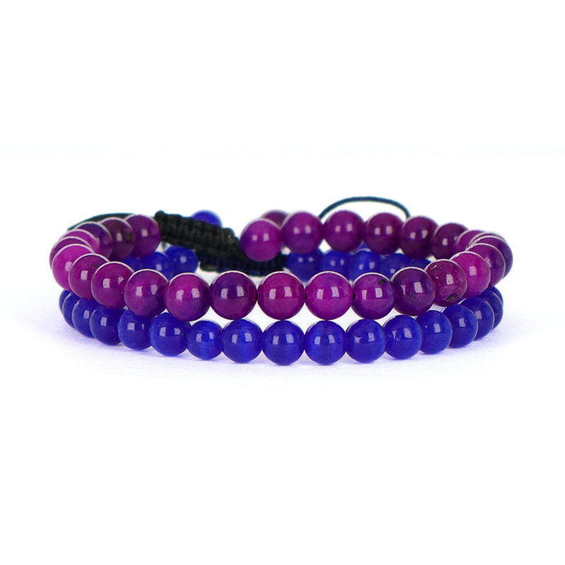 6mm Gemstone Natural Healing Stone Beads Fashion Jewelry Women Gift Handmade Custom OEM Adjustable Woven Macrame Braided Bracelet