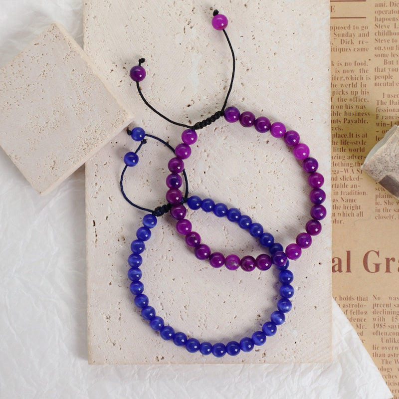 6mm Gemstone Natural Healing Stone Beads Fashion Jewelry Women Gift Handmade Custom OEM Adjustable Woven Macrame Braided Bracelet