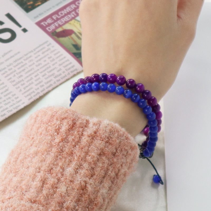 6mm Gemstone Natural Healing Stone Beads Fashion Jewelry Women Gift Handmade Custom OEM Adjustable Woven Macrame Braided Bracelet