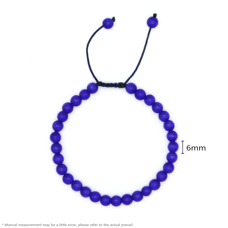 6mm Gemstone Natural Healing Stone Beads Fashion Jewelry Women Gift Handmade Custom OEM Adjustable Woven Macrame Braided Bracelet
