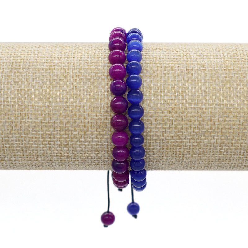 6mm Gemstone Natural Healing Stone Beads Fashion Jewelry Women Gift Handmade Custom OEM Adjustable Woven Macrame Braided Bracelet