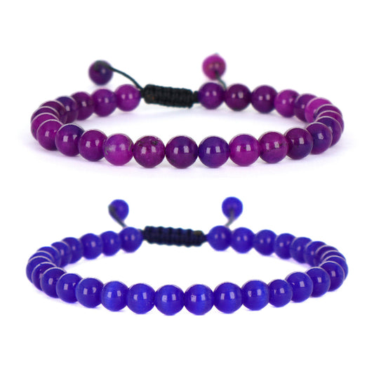 6mm Gemstone Natural Healing Stone Beads Fashion Jewelry Women Gift Handmade Custom OEM Adjustable Woven Macrame Braided Bracelet