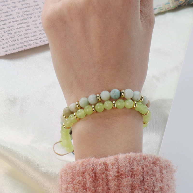 Wholesale 6mm Round Natural Stone Beads Gemstone Handmade Custom Women Gold Plated Charm Adjustable Woven Cord Macrame Bracelet