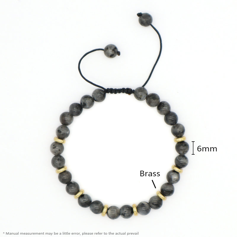 Custom Wholesale Handmade Women Gold Plated Charm Adjustable Woven Cord Macrame 6mm Round Natural Stone Beads Gemstone Bracelet
