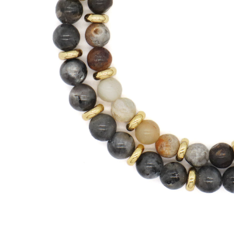 Custom Wholesale Handmade Women Gold Plated Charm Adjustable Woven Cord Macrame 6mm Round Natural Stone Beads Gemstone Bracelet