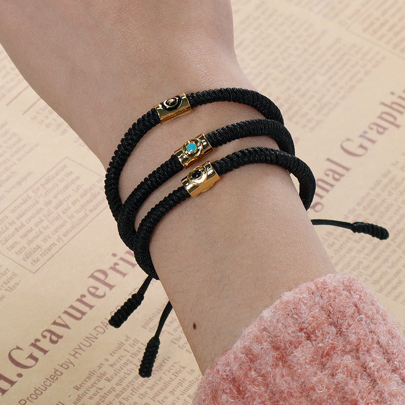 Wholesale Custom Handmade Friendship OEM Women Men Jewelry Adjustable Rope Gold Plated Enamel Connector Charm Woven Bracelet