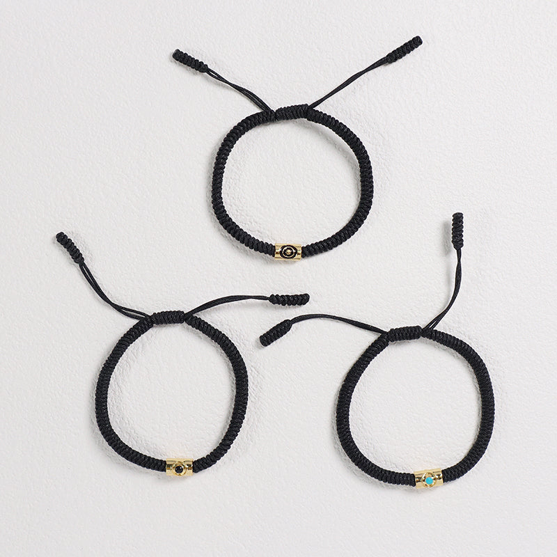 Wholesale Custom Handmade Friendship OEM Women Men Jewelry Adjustable Rope Gold Plated Enamel Connector Charm Woven Bracelet