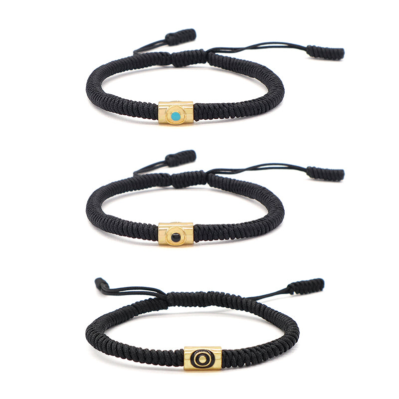 Wholesale Custom Handmade Friendship OEM Women Men Jewelry Adjustable Rope Gold Plated Enamel Connector Charm Woven Bracelet