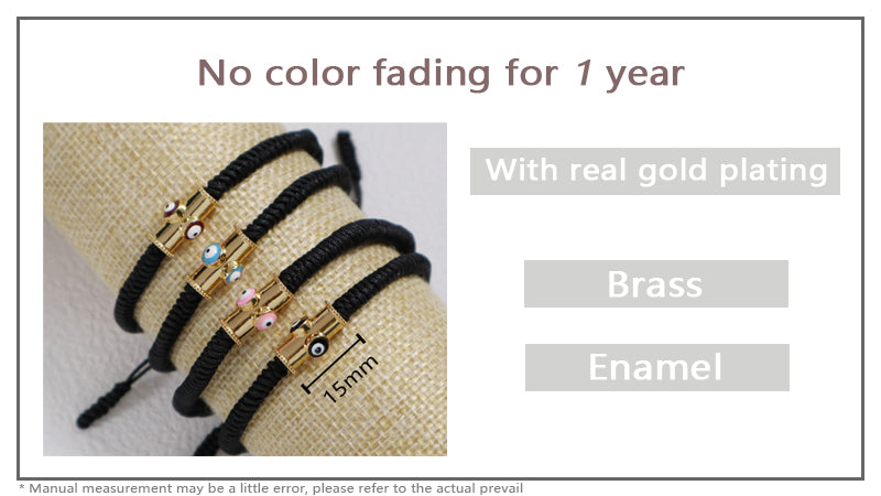 OEM Custom Handmade Wholesale Women Men Jewelry Adjustable Rope Woven Braided Gold Plated Enamel Evil Eyes Charm Macrame Bracelet