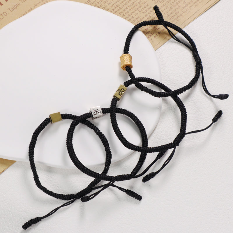 Wholesale Women Men OEM Custom Friendship Jewelry Antique Copper Connector Charm Adjustable Rope Handmade Woven Macrame Bracelet