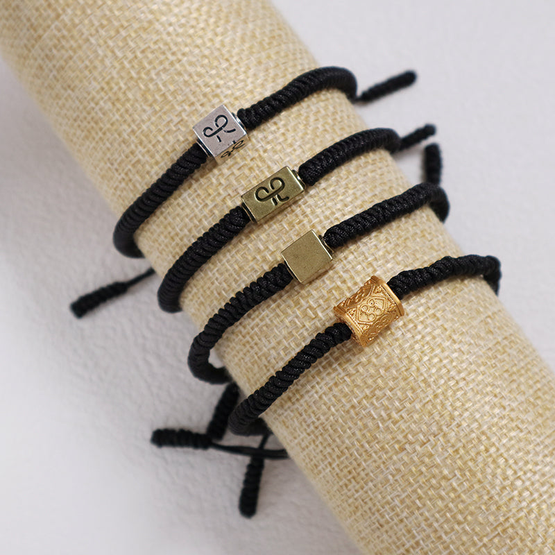 Wholesale Women Men OEM Custom Friendship Jewelry Antique Copper Connector Charm Adjustable Rope Handmade Woven Macrame Bracelet