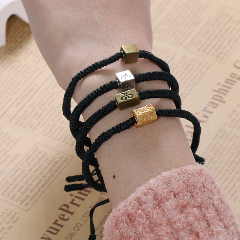 Wholesale Women Men OEM Custom Friendship Jewelry Antique Copper Connector Charm Adjustable Rope Handmade Woven Macrame Bracelet
