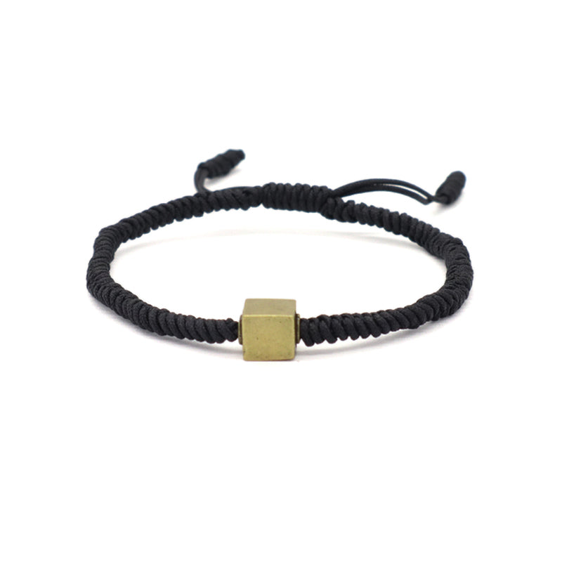 Wholesale Women Men OEM Custom Friendship Jewelry Antique Copper Connector Charm Adjustable Rope Handmade Woven Macrame Bracelet