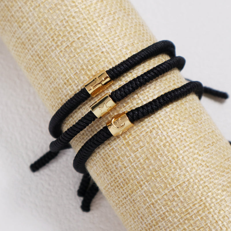 OEM Custom Wholesale Women Men Jewelry Adjustable Rope Woven Braided Handmade Macrame Gold Plated Cross Moon Star Charm Bracelet