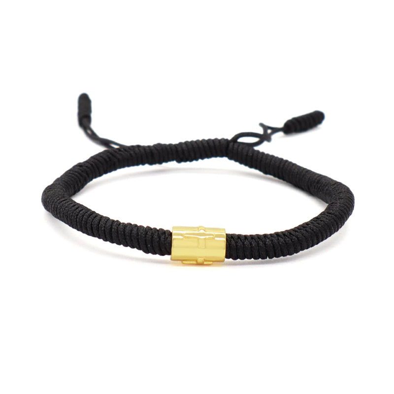 OEM Custom Wholesale Women Men Jewelry Adjustable Rope Woven Braided Handmade Macrame Gold Plated Cross Moon Star Charm Bracelet