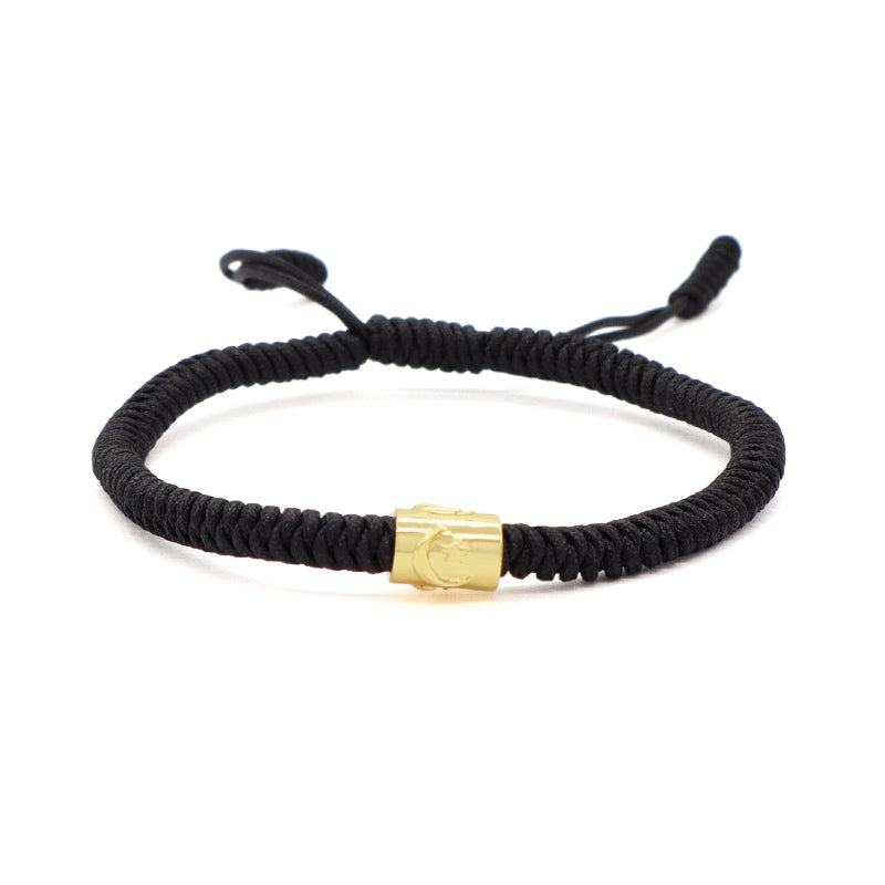 OEM Custom Wholesale Women Men Jewelry Adjustable Rope Woven Braided Handmade Macrame Gold Plated Cross Moon Star Charm Bracelet