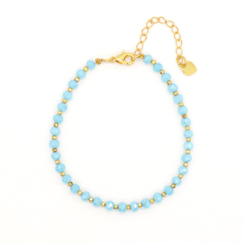 Wholesale OEM Custom Women Jewelry Adjustable Handmade 4mm Glass Crystal Colored Glaze Evil Eyes Charm Bracelet